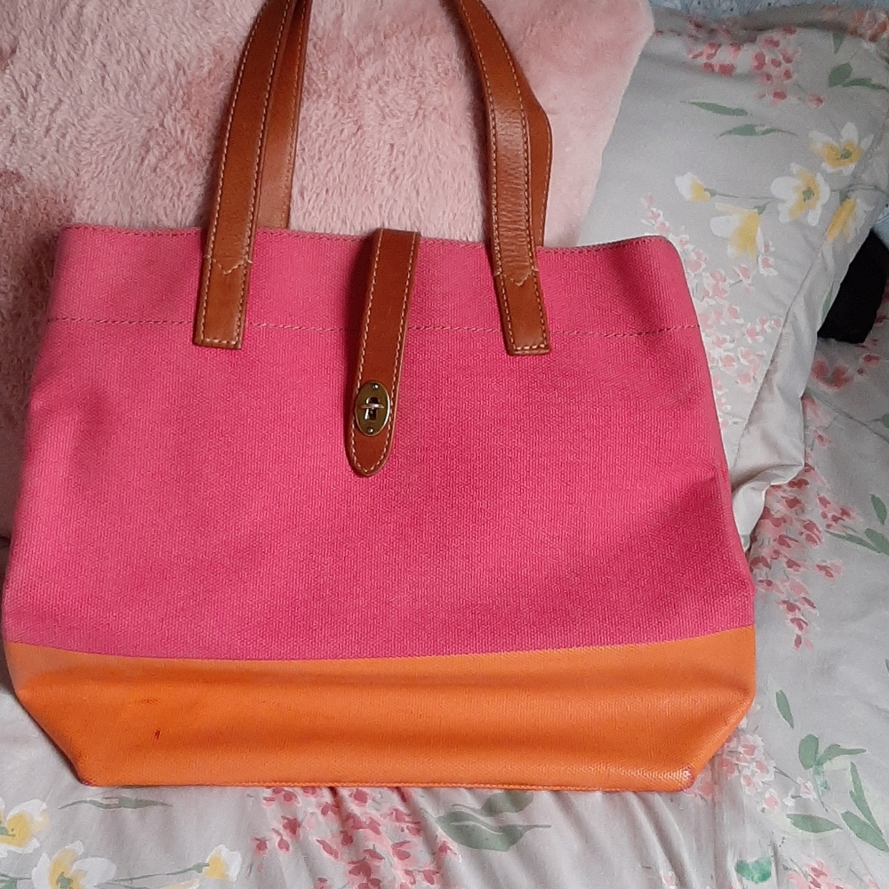 Fossil hot pink tote
